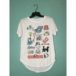 Juniors 7-9 Monopoly T-Shirt Poly/Rayon White Short Sleeves